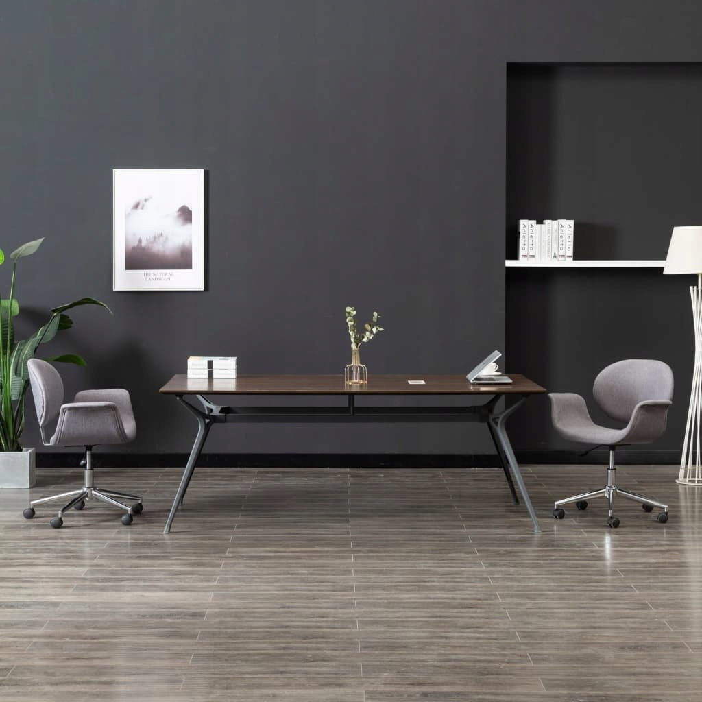 Obrotowe krzesło biurowe, szare, tapicerowane tka
