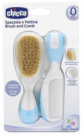 SZCZOTKA + GRZEBYK Z NATURALNEGO WŁOSIA NIEBIESKIE