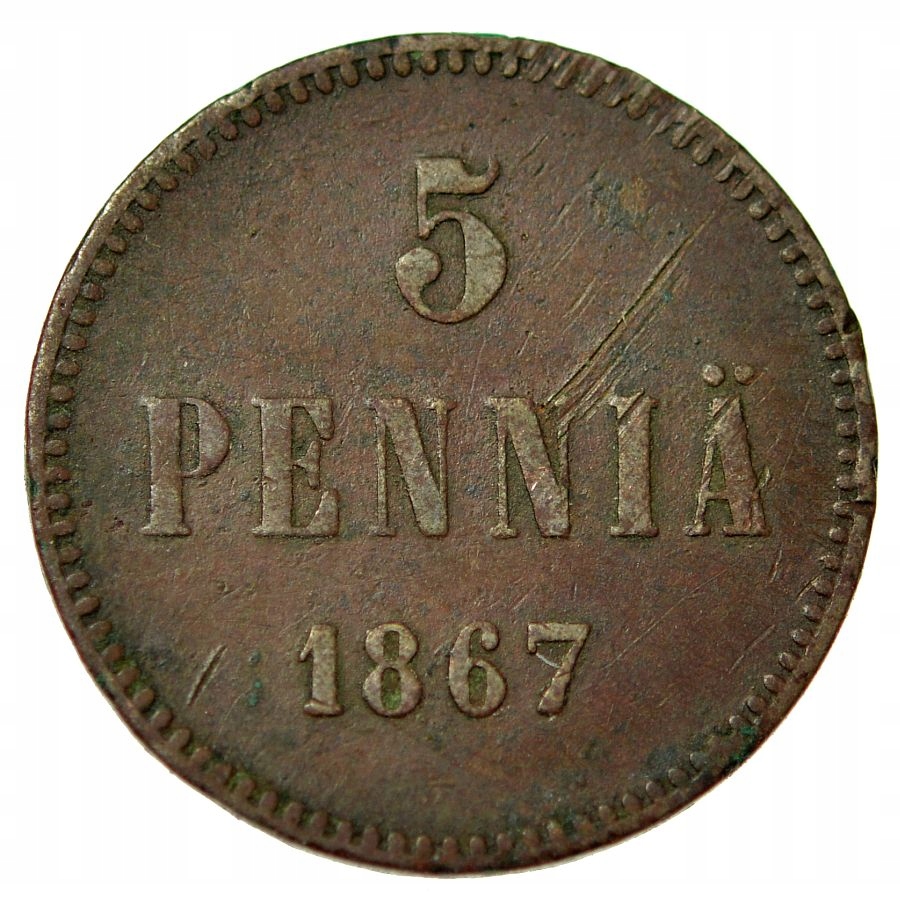FINLANDIA ALEKSANDER II 5 PENNIA 1867