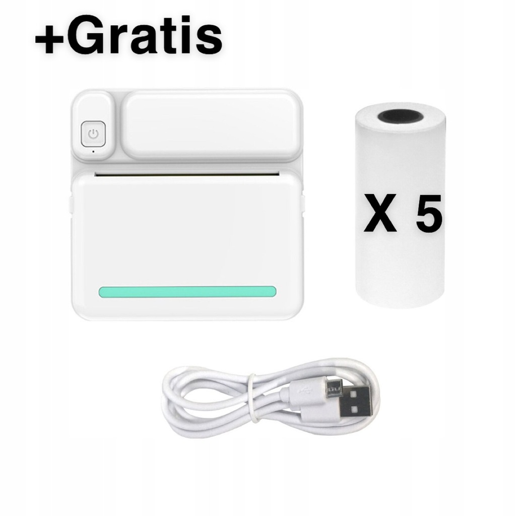 HIT Mini drukarka do zdjęć , ściąg ,notatek, etykiet + 5 rolek ...