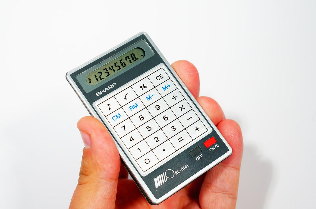 Retro Kalkulator Sharp EL-8141 Wizytówka EDC