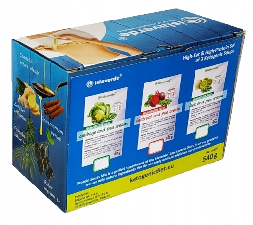Zupy ketogeniczne, 3 smaki x 180g, 18 porcji