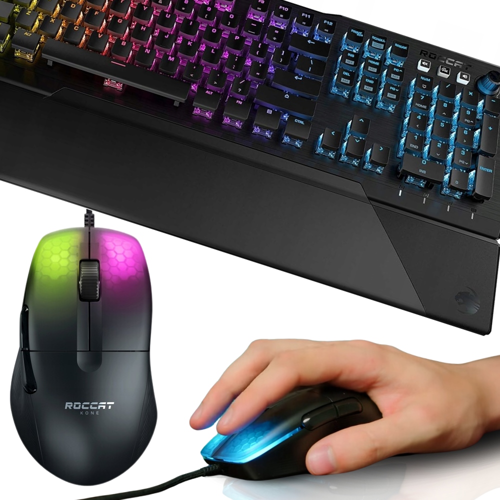ZESTAW ROCCAT Kone Pro MYSZKA 19K DPI GAMINGOWA + KLAWIATURA Vulcan 121 PC