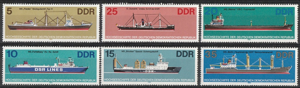 NRD / DDR - STATKI OCEANICZNE - 1982 - CZYSTE **