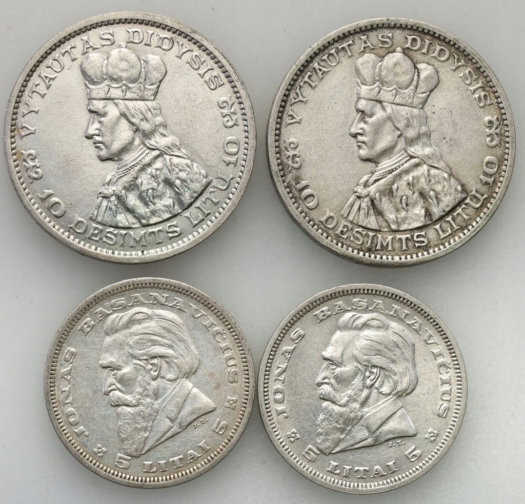 Litwa 5+10 Litów 1936 4 szt St.2/3+