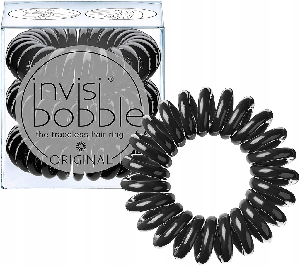 Invisibobble True Black Original GUMKA SPRĘŻYNKA Czarna Do Włosów 3 szt.