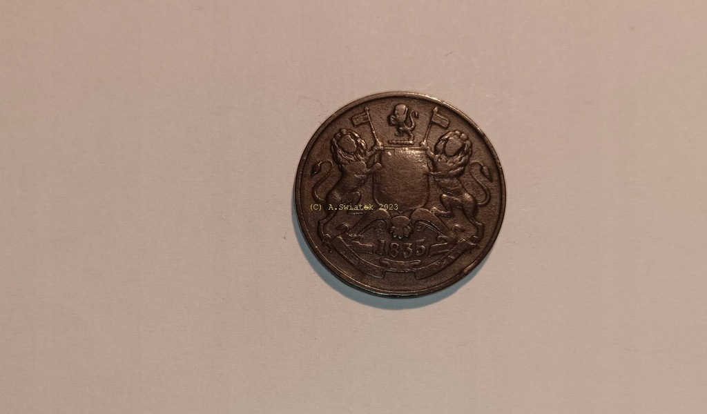 1 moneta - 1 x 1/2 anna - Indie Brytyjskie - 1835r.