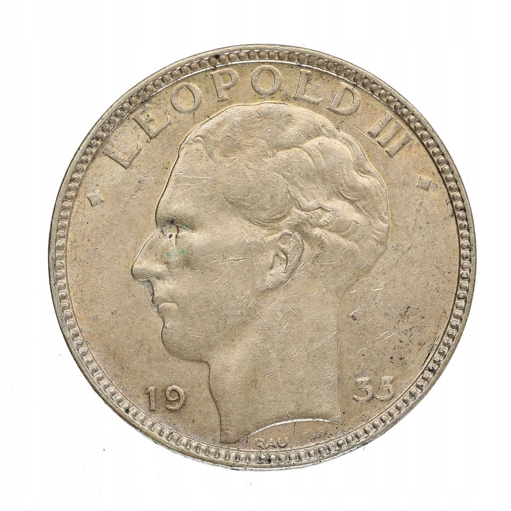 Belgia - 20 franków Leopold III 1935 r, Ag