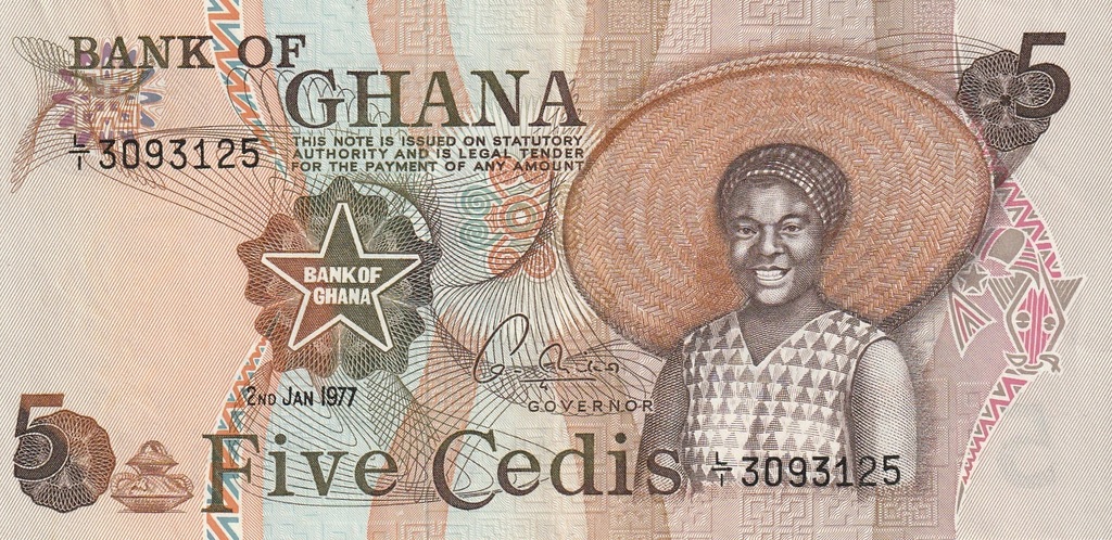 5 Cedis Ghana 1977 P#15
