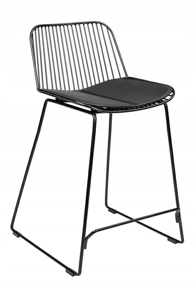Krzesło barowe MILES czarne 66 cm - metal, ekoskór