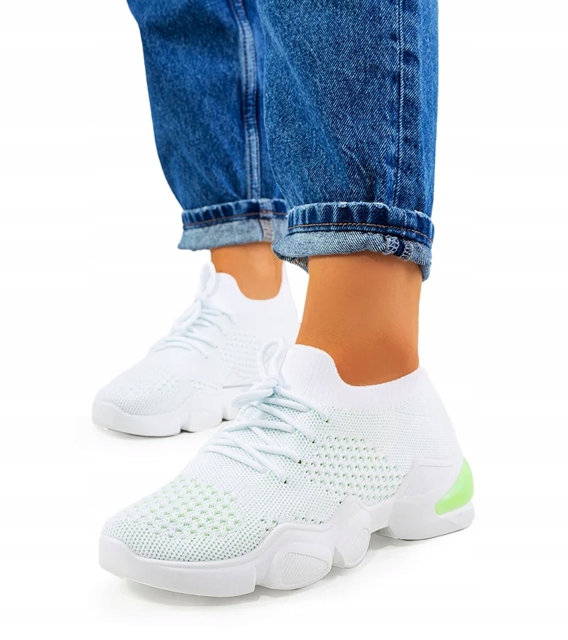 Sportowe buty damskie białe sneakersy z kolorem 15197 rozmiar 38