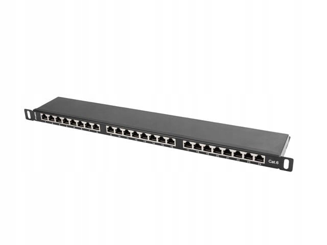 LANBERG Patch Panel 24 Port 0.5U Kat.6 czarny ekra