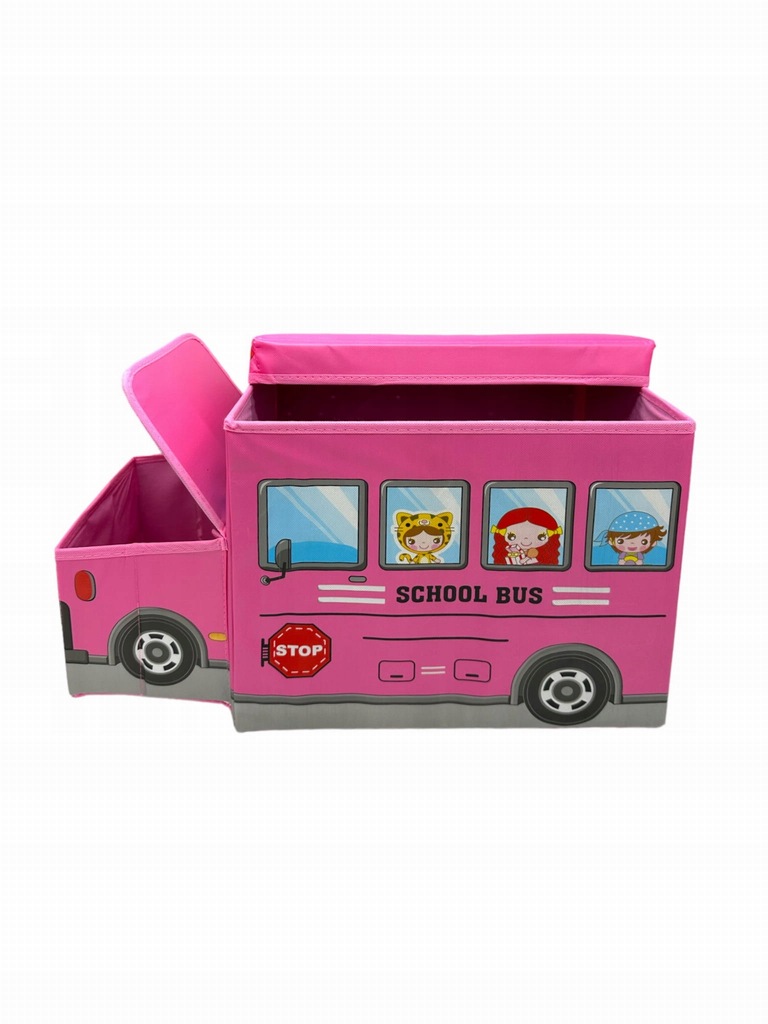 POJEMNIK DO PRZECHOWYWANIA ZABAWEK SAMOCHÓD AUTOBUS RÓŻOWY