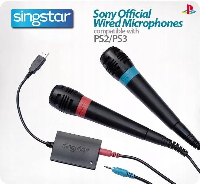 ORYGINALNE MIKROFONY SINGSTAR + ODBIORNIK USB PRZEWODOWE PS3 PS2 SONY