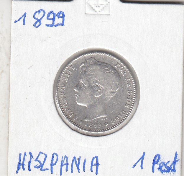 Hiszpaqnia 1 peseta 1899 srebro ladny stan