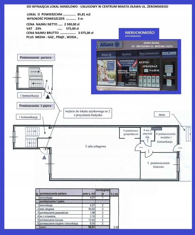 Biuro, Oława, Oławski (pow.), 86 m²