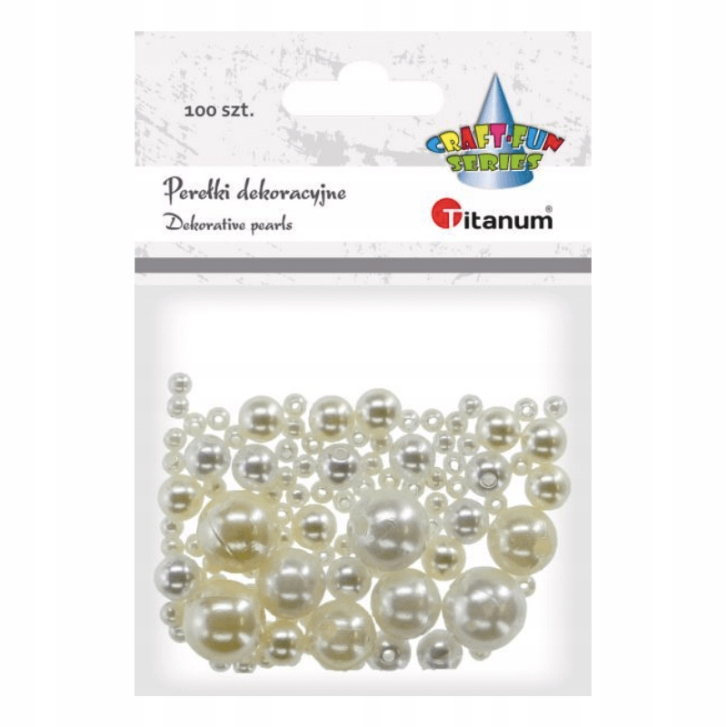 Koraliki dekoracyjne 100szt Titanum białe perły
