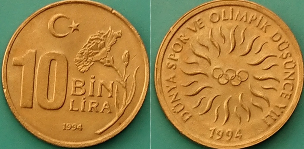Turcja 10000 lir 1994r. KM 1042 RZADKA!