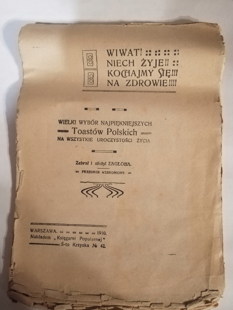 Wielki wybór najpiękniejszych toastów polskic 1910