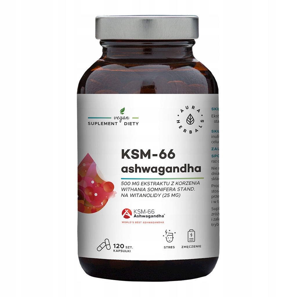 Ashwagandha KSM-66 Korzeń 500 mg (120 kaps.)