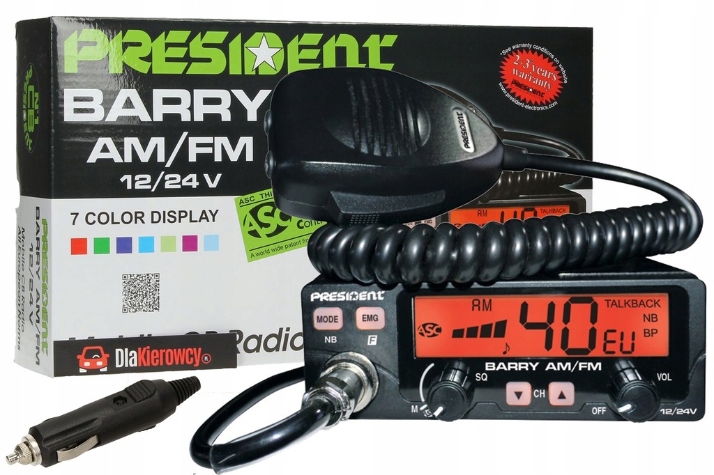 PRESIDENT BARRY ASC RADIO CB AM/FM 12V/24V