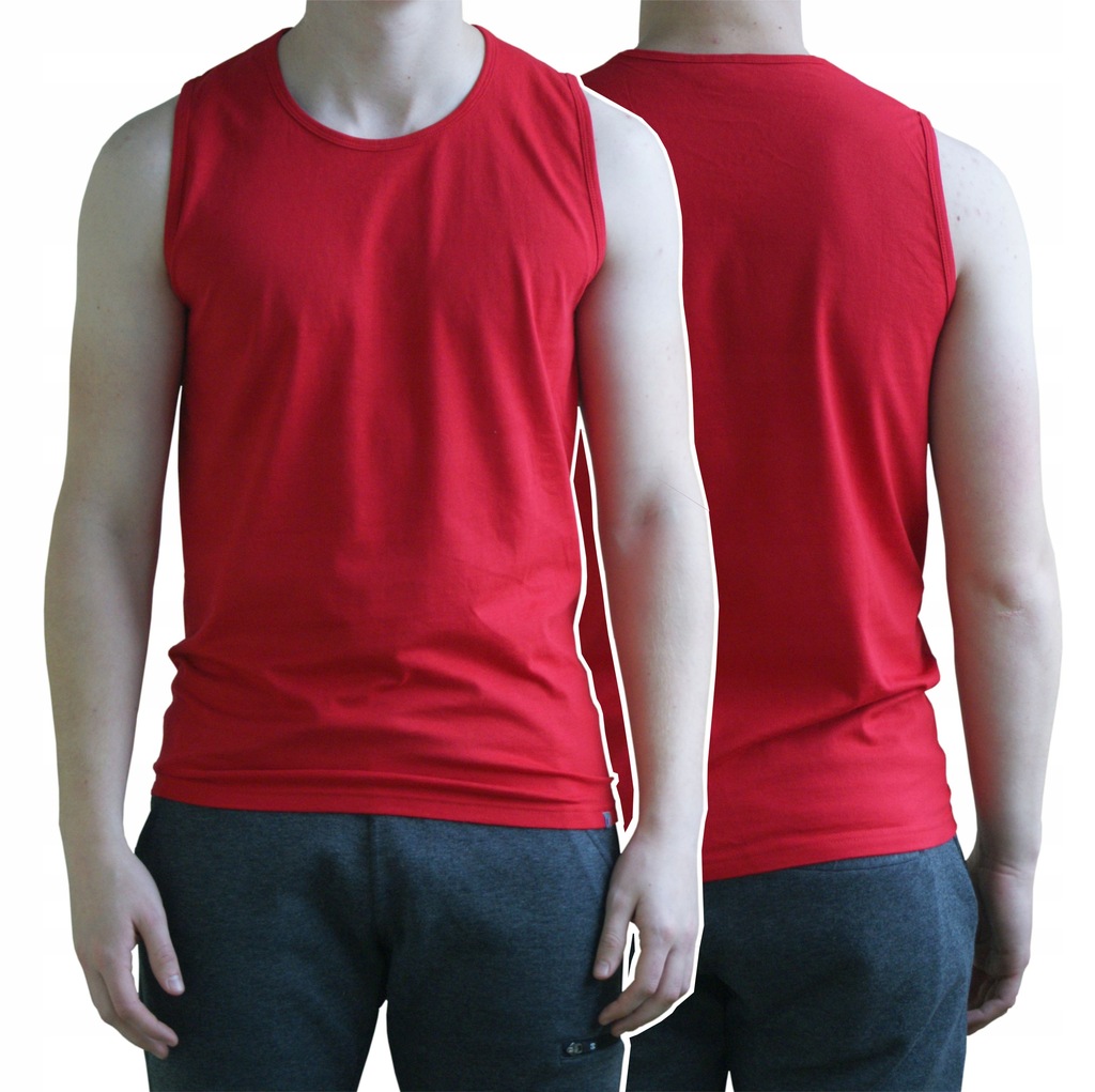T-shirt Koszulka bez rękawów bawełna Czerwona XL