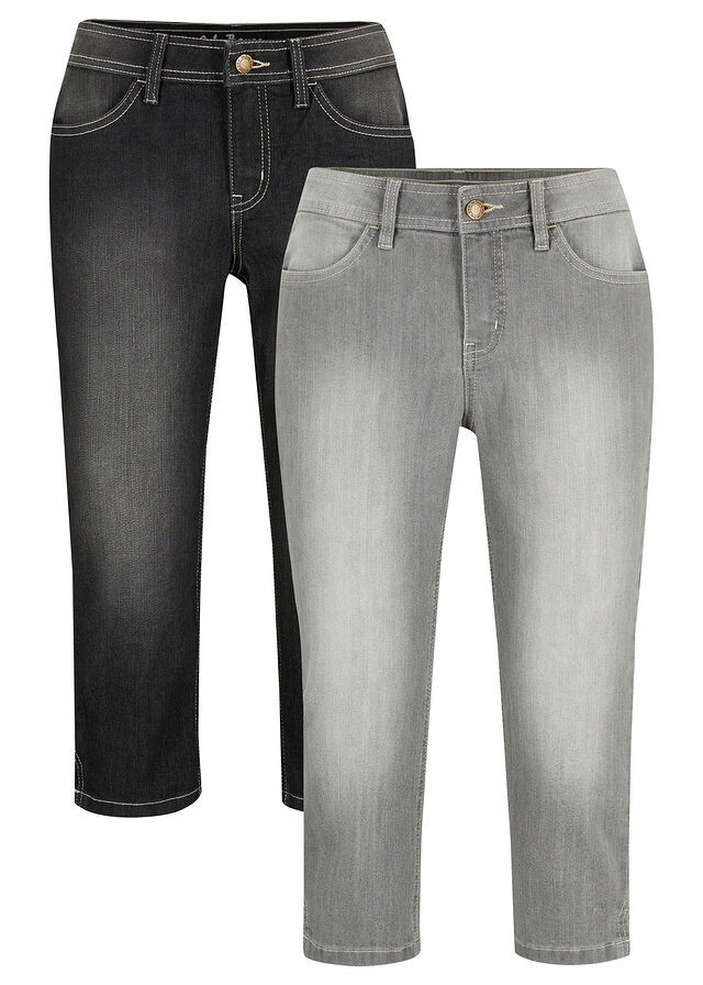 2H1D05 BONPRIX SPODNIE RYBACZKI JEANSOWE CZARNE 38