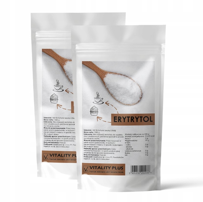 Erytrytol 2kg Erytrol Naturalny Słodzik 0 kalorii Zdrowy Substytut Cukru