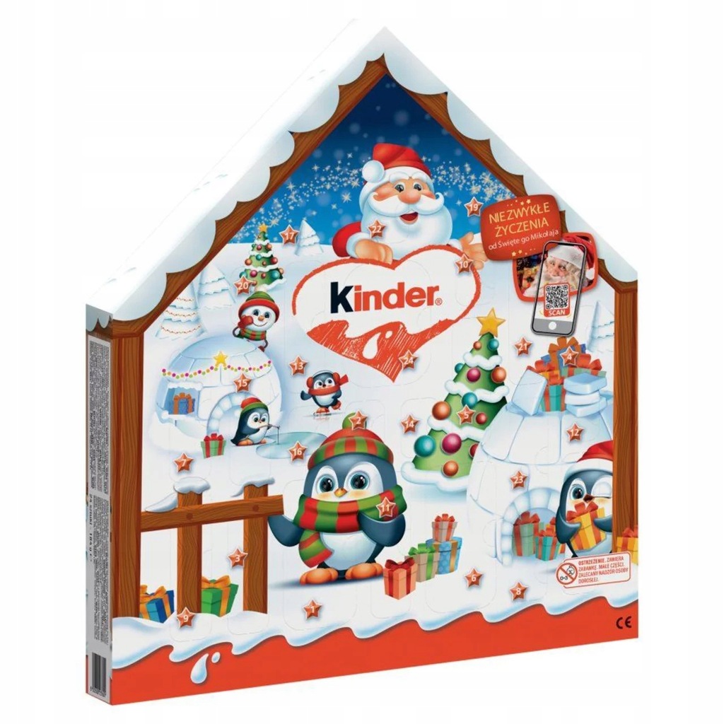 KALENDARZ ADWENTOWY KINDER DOMEK ZE SŁODYCZAMI 184G MIKOŁAJ ŚWIĘTA kod QR