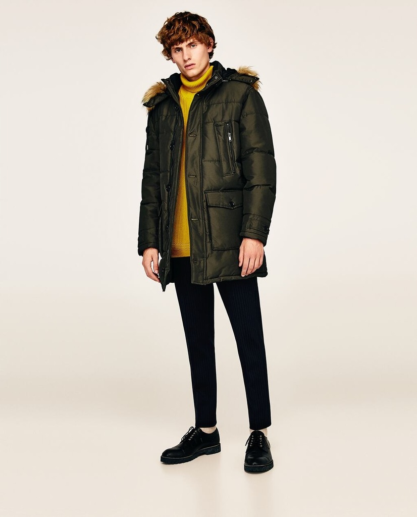 ZARA MAN S KHAKI KURTKA PARKA Z KAPTUREM B2094