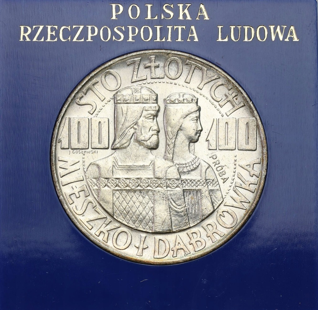 PRL. PRÓBA Ag 100 złotych 1966 Mieszko i Dąbrówka