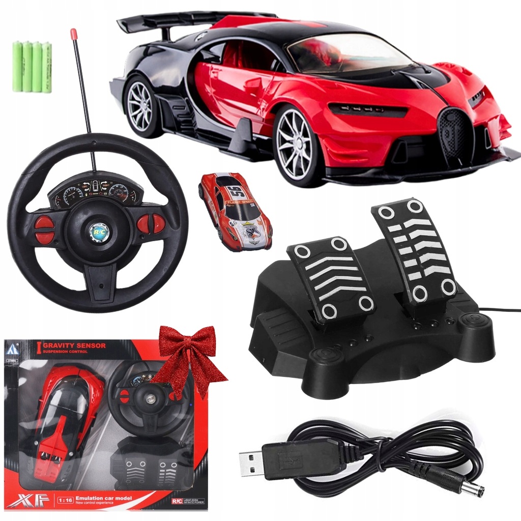 SAMOCHÓD ZDALNIE STEROWANY AUTO RC NA PILOT DUŻY KIEROWNICA PEDAŁY + GRATIS