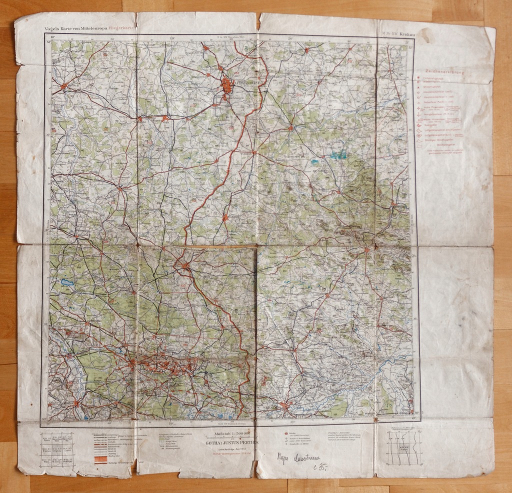 Mapa niemiecka, centralna Polska z 1943