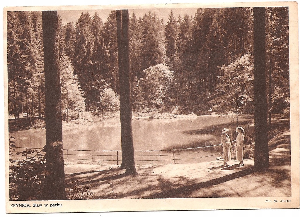 Krynica.Staw w parku.