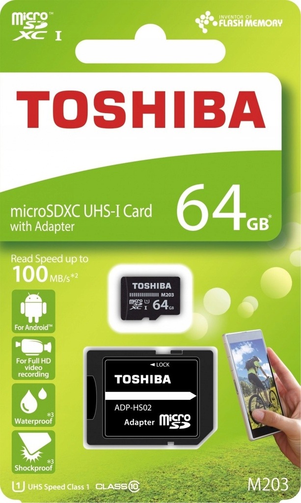 TOSHIBA microSD 64GB M203 UHS-I U1 adapter