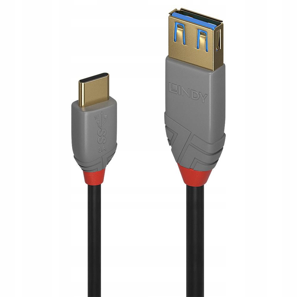 Kabel adapter Lindy 0.15m USB 3.2 Typ C do A, 10Gbps, Anthra Line, 36895