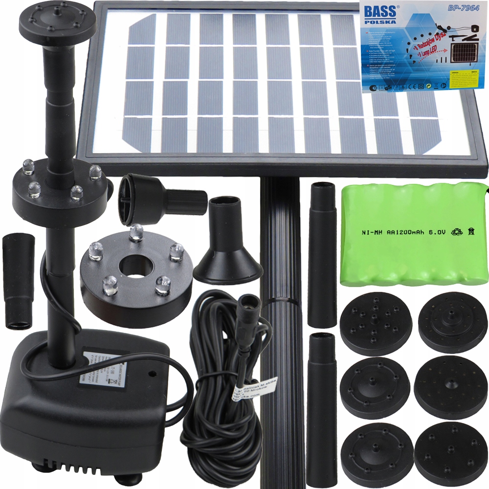 POMPA SOLARNA OCZKA WODNEGO 8DYSZ OSWIETLENIE LED