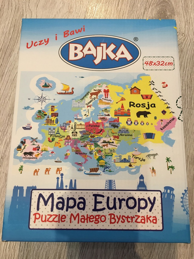 Puzzle małego bystrzaka mapa Europy bajka 84szt 5+