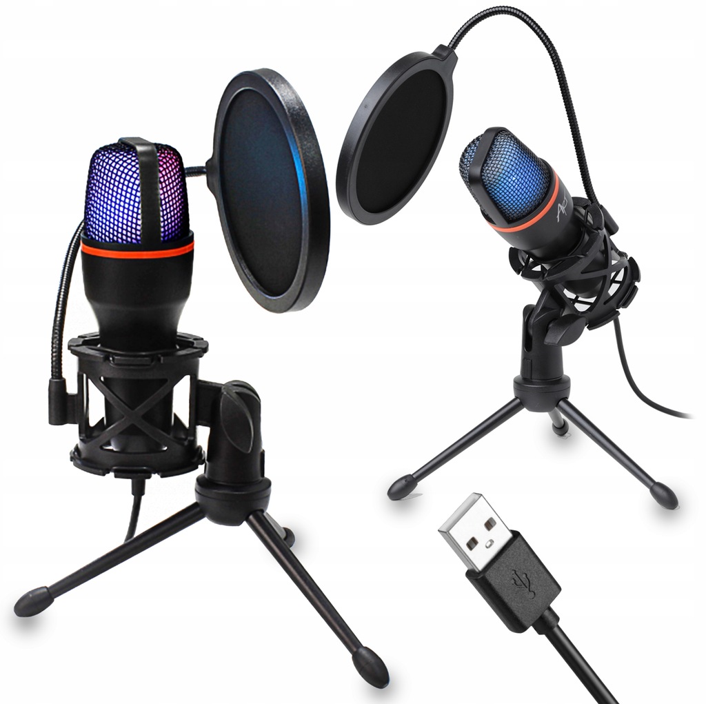 ART mikrofon pojemnościowy z membraną stojący podświetlany tripod AC-02 cza