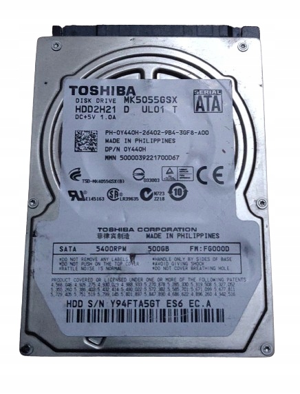 Dysk HDD Toshiba MK5055GSX 500GB SATA II 2,5"
