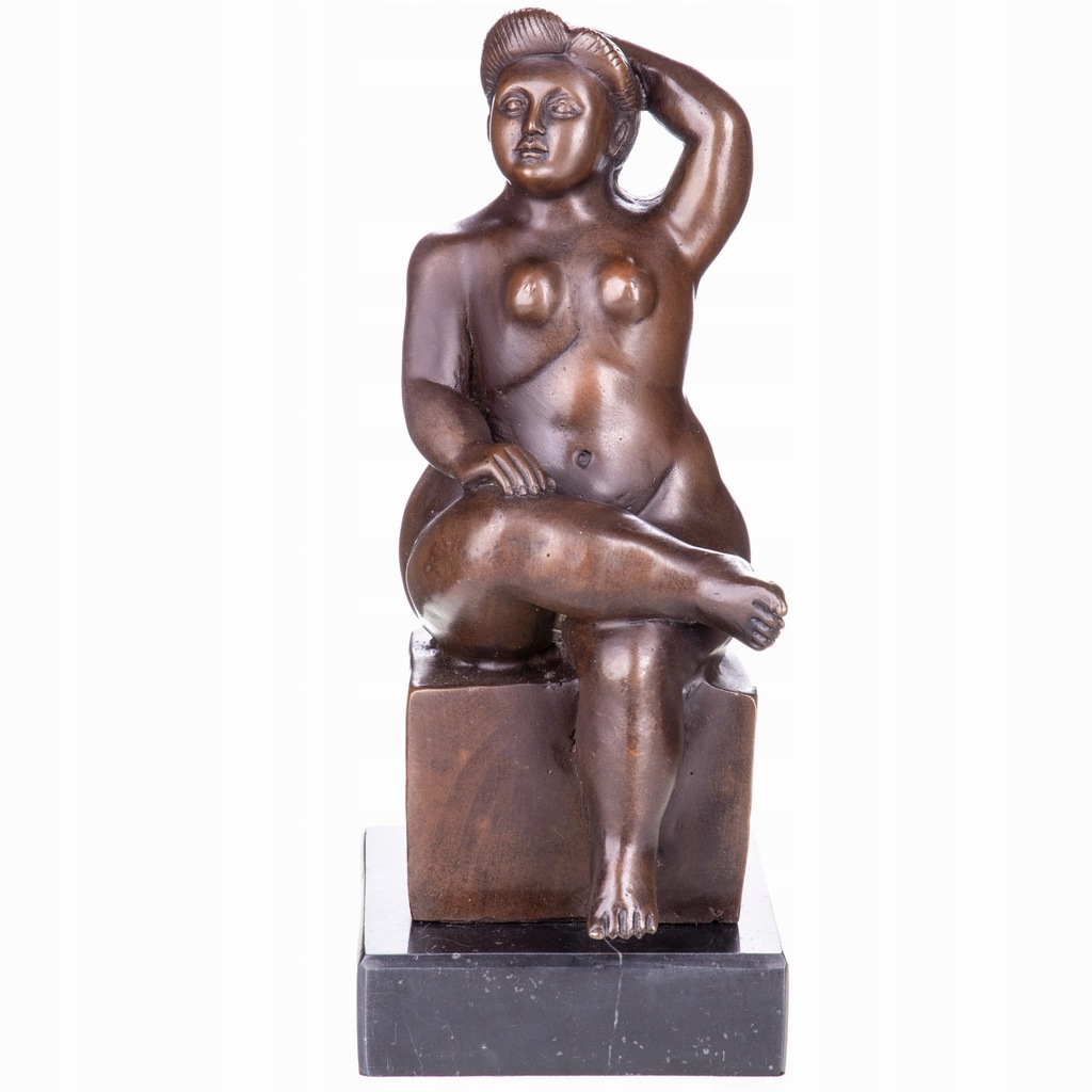 Figurka Siedzącej Kobiety z Brązu Naga Kobieta Akt