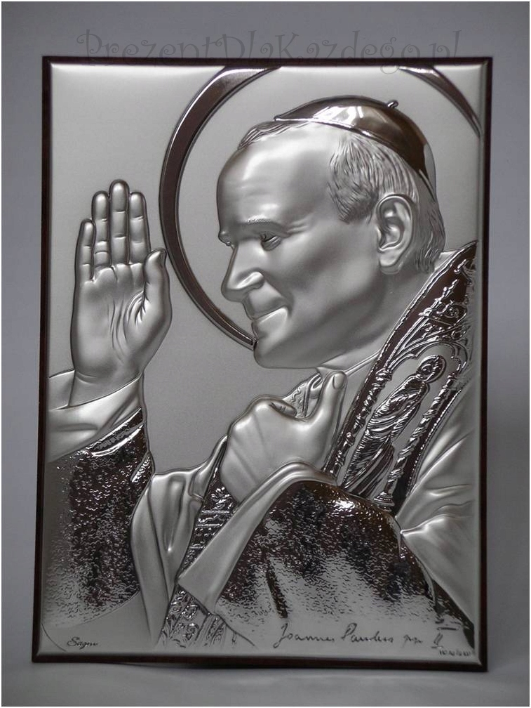 Srebrny obrazek Papież Polak - Święty Jan Paweł II