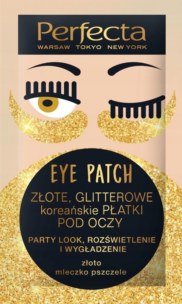 Perfecta Eye Patch Złote Glitterowe Koreańskie Pła