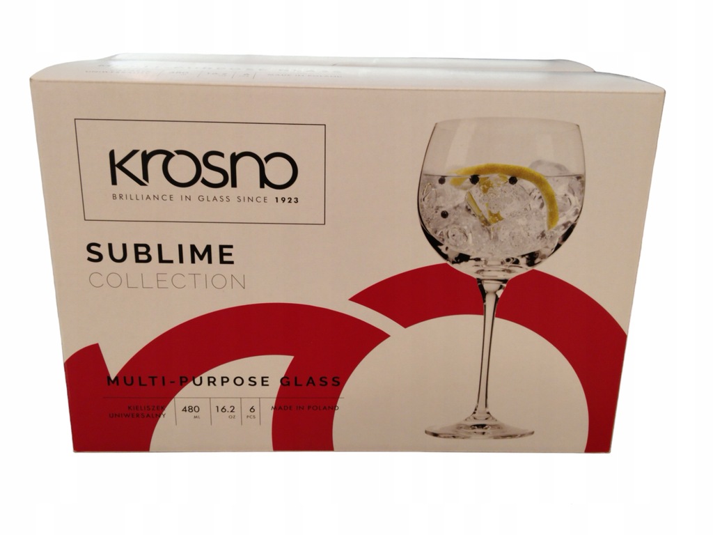 Kieliszki uniwersalne Krosno 480 ml 6sztuk do wina Sublime Collection