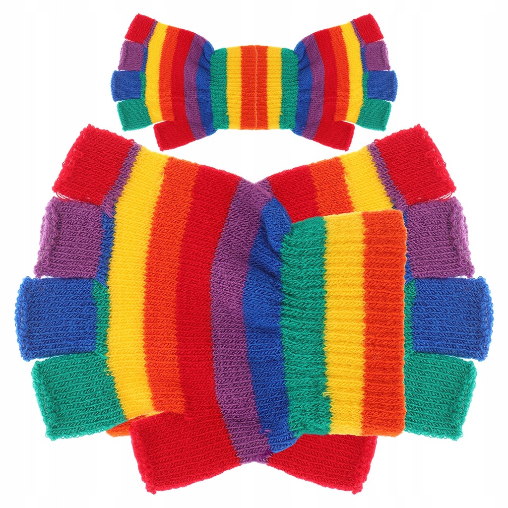 Color Knitted Gloves Winter Rainbow Children's