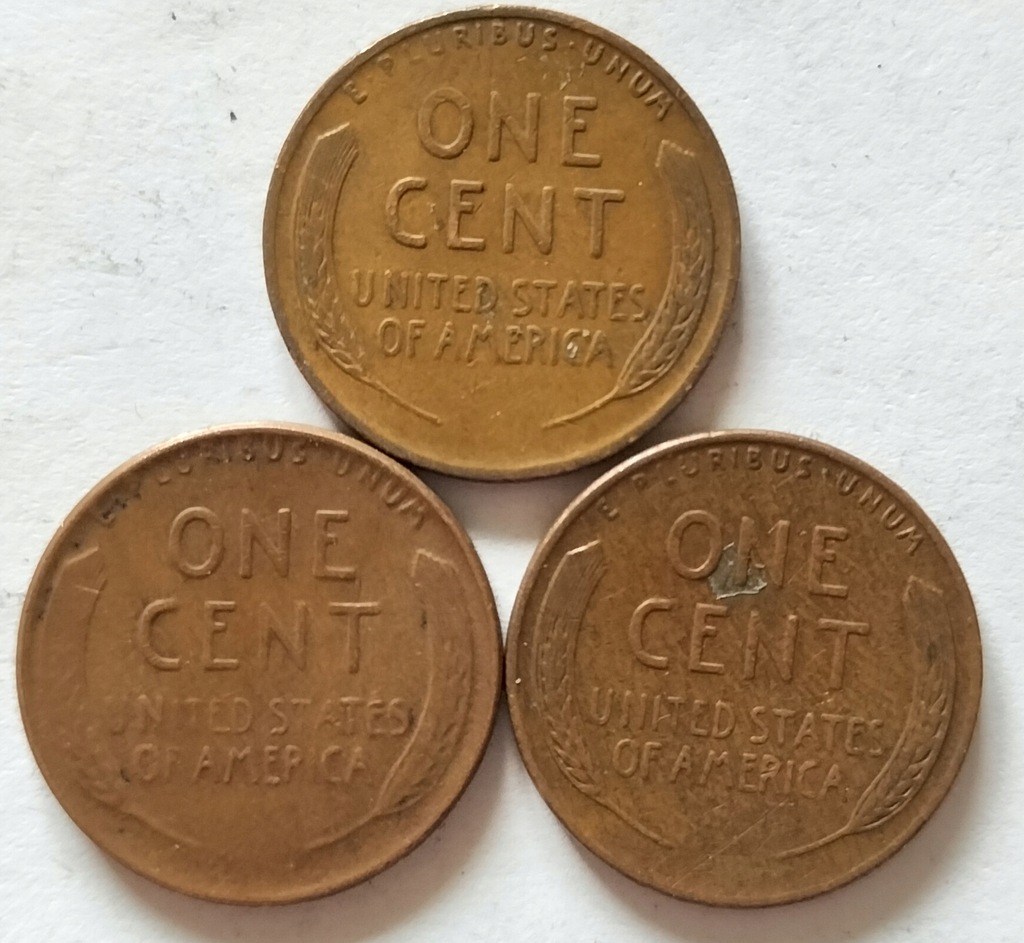 zestaw monet USA stare centy 3 szt.