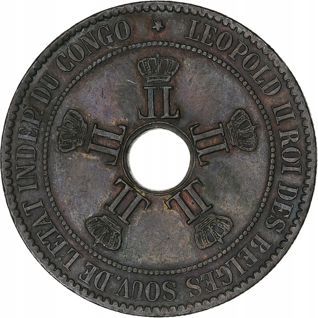 Moneta, WOLNE PAŃSTWO KONGO, Leopold II, 10 Centim