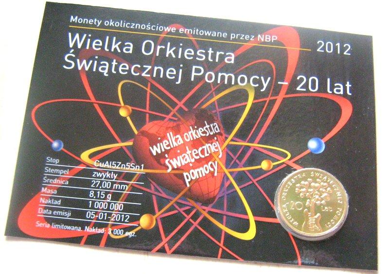 5/ 2 ZŁ Moneta WOŚP 2012. Blister Limitowana Ed.