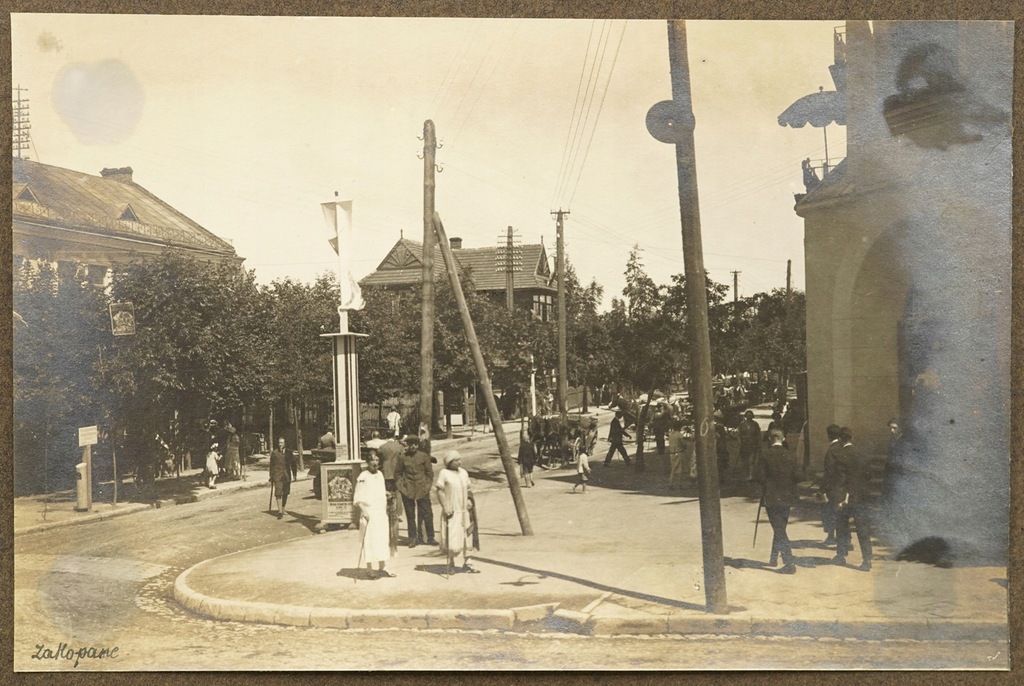 Tatry Zakopane Góry ul. Krupówki Przechodnie Powozy Plakat Wystawa 1925 rok