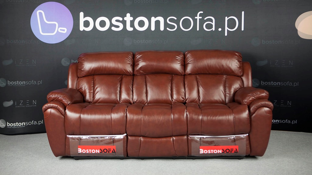 Sofa skórzana z funkcją relax Boston kasztan